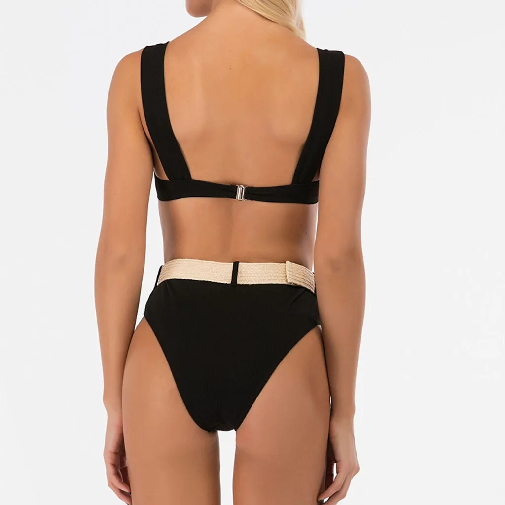 Модный весенний 2020 жесткий женский бикини с высокой талией и разрезом Женский