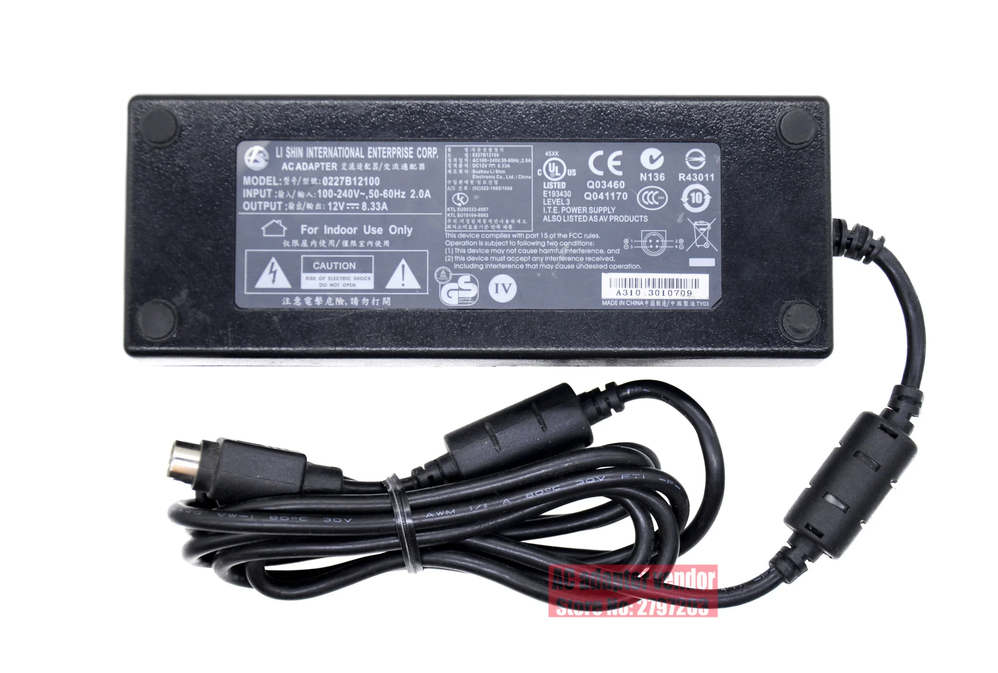 

Genuine 0227B12100 12V 8.33A Li Shin Power Supply Charger EA11001E 0415B20180 For nas qnap TS-419P II NAS delta EA11003E adapter