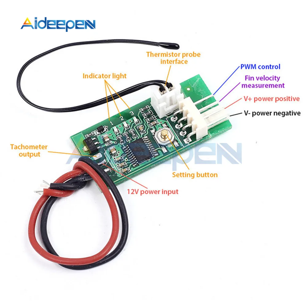 DC 12V 4 провода PWM Fan Контроль температуры Скорость контроллер регулятор для ПК