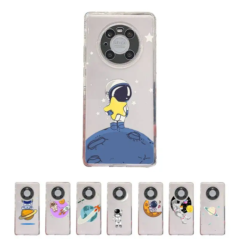 

Cute Cartoon Astronaut Planet Star Phone Case Transparent For Huawei enjoy 20 10 9 8 7 S SE E C Z pro plus lite Soft TPU