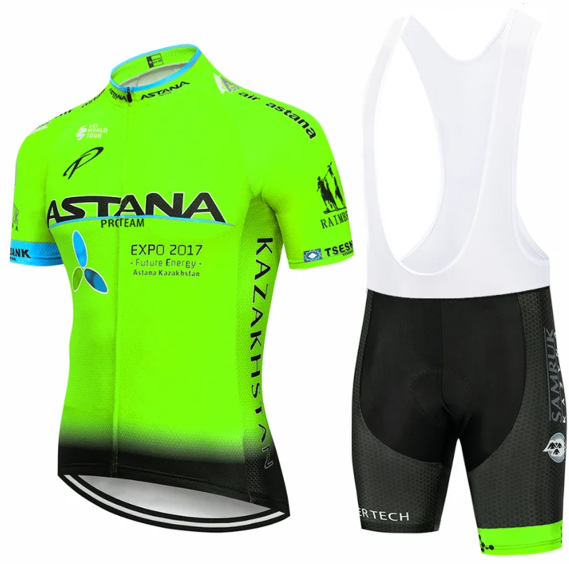 Cycling suit Команда Астана Велоспорт Джерси Мужская короткая Джерси ropa ciclismo hombre ciclismo велосипедная Одежда Набор велосипедная одежда 16D гелевая накладка - Цвет: Cycling suit