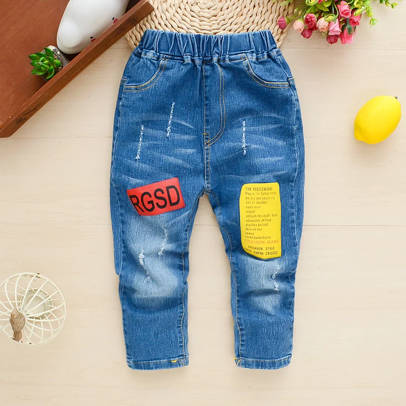Джинсы для мальчиков детские модные хлопковые длинные штаны джинсовые брюки