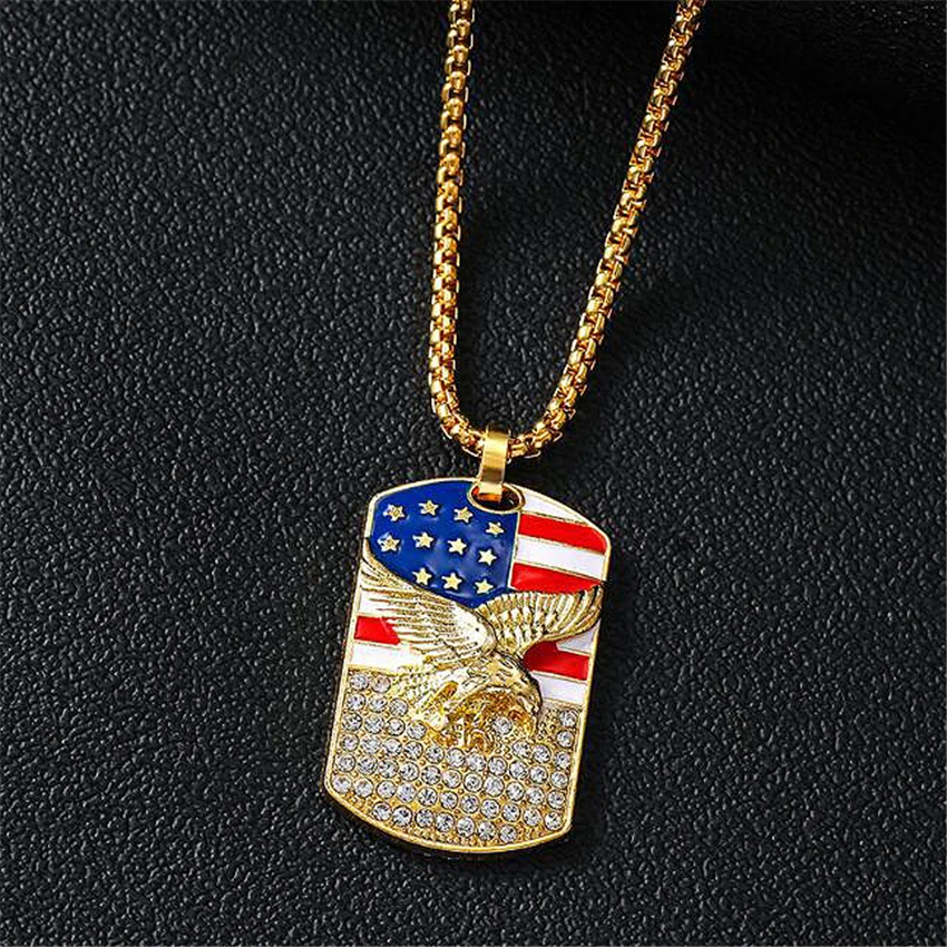 Ожерелье с американским флагом военный солдат из нержавеющей стали Мужская