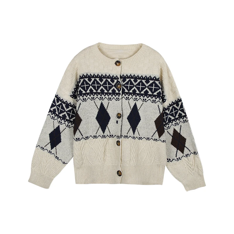 

Women Sweater Cardigan Buttons 2021 New Autumn And Winter Short Loose Retro Female Knitted Sweater Teenage Girl Korean Style A44