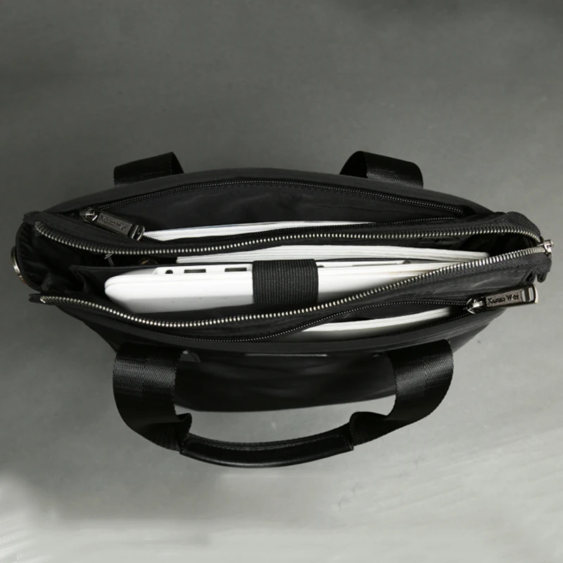 Портфель для деловых людей мягкий черный холщовый мужской портфель высокого