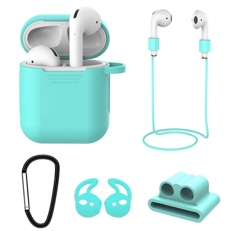 

Suitable for Airpods Silicone Protective Cover Set Combination Apple Wireless Earphone Anti-lost Rope Silicone Earplug Cover