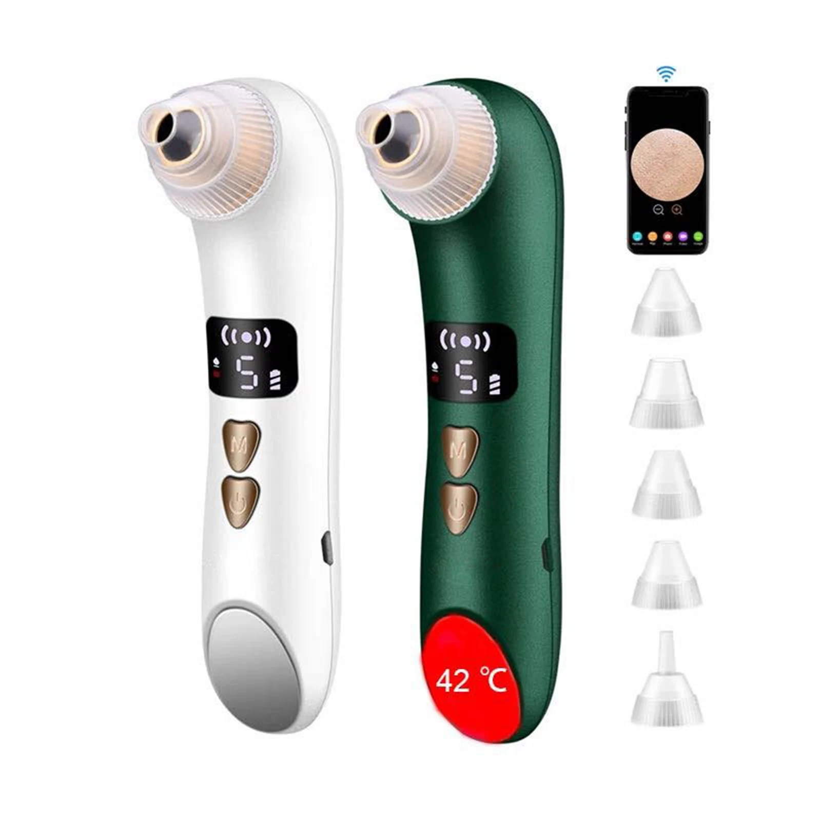 

5 Level Visual Blackhead Remover Vacuum Pore Cleaner Acne Remover Heating Nose Face Deep Cleansing WIFI Microscope Camera