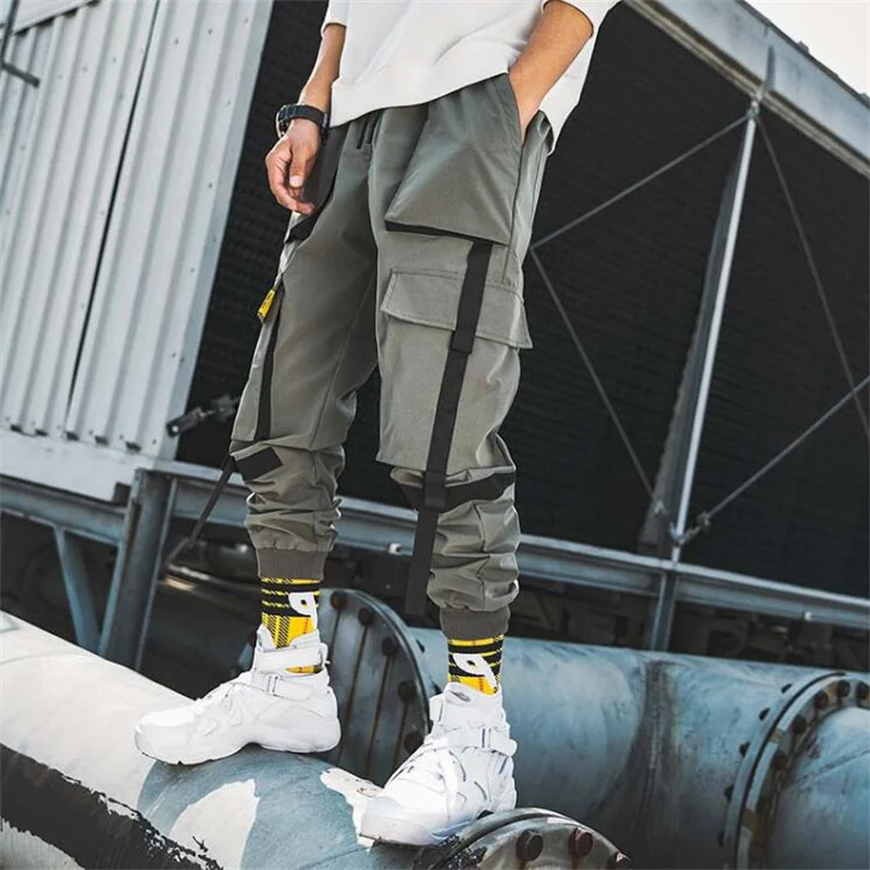 Комбинезон мужской с лентами Модные свободные леггинсы в уличном стиле