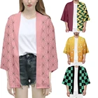 Кимоно для женщин и мужчин, японское аниме кимоно с 3D принтом, рассекающий демонов, хаори юката, летняя повседневная крутая уличная одежда для косплея