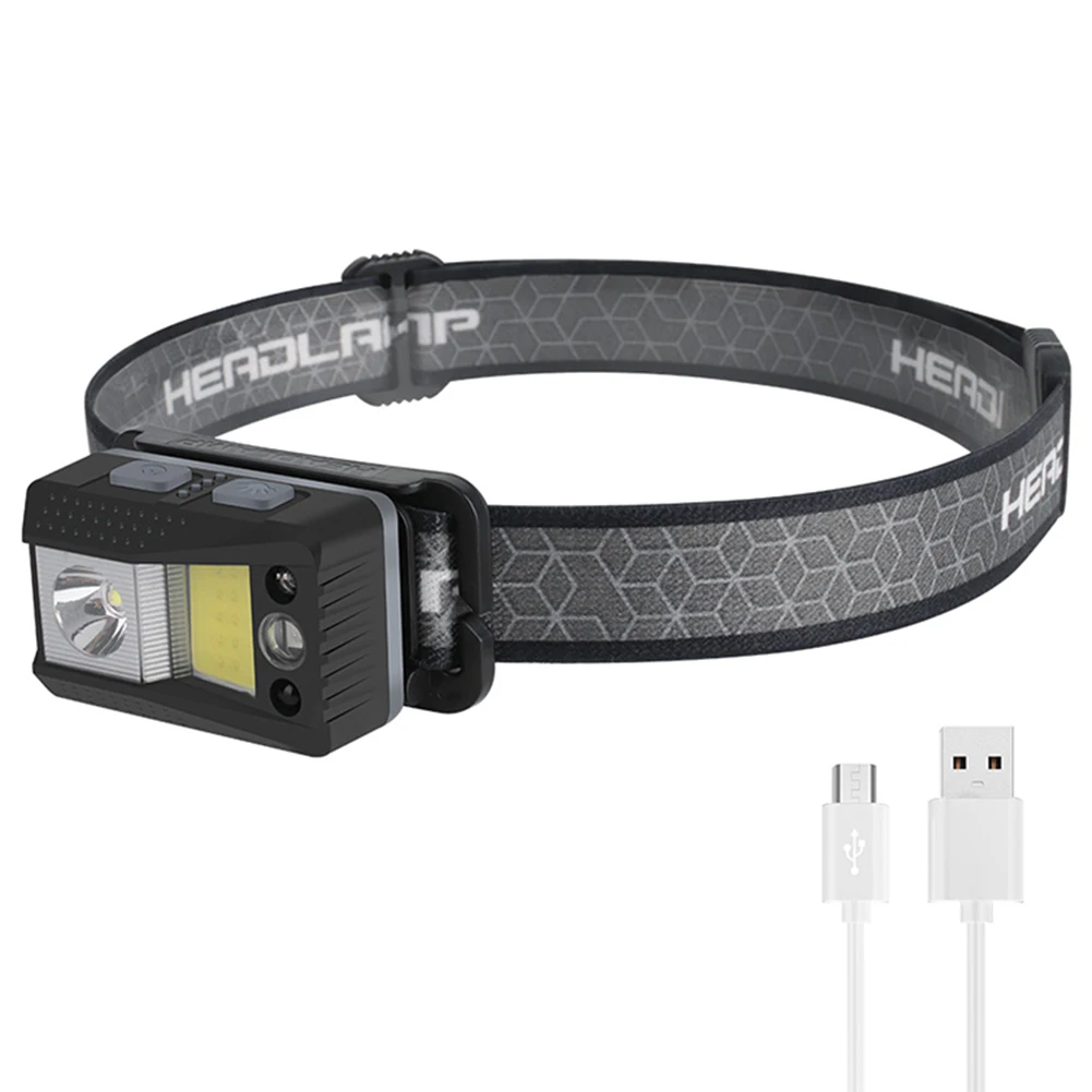 

Portable COB LED Headlight USB Rechargeable Camping Headlamp Fishing Warning Headlights Multi-function Lighting Lamp