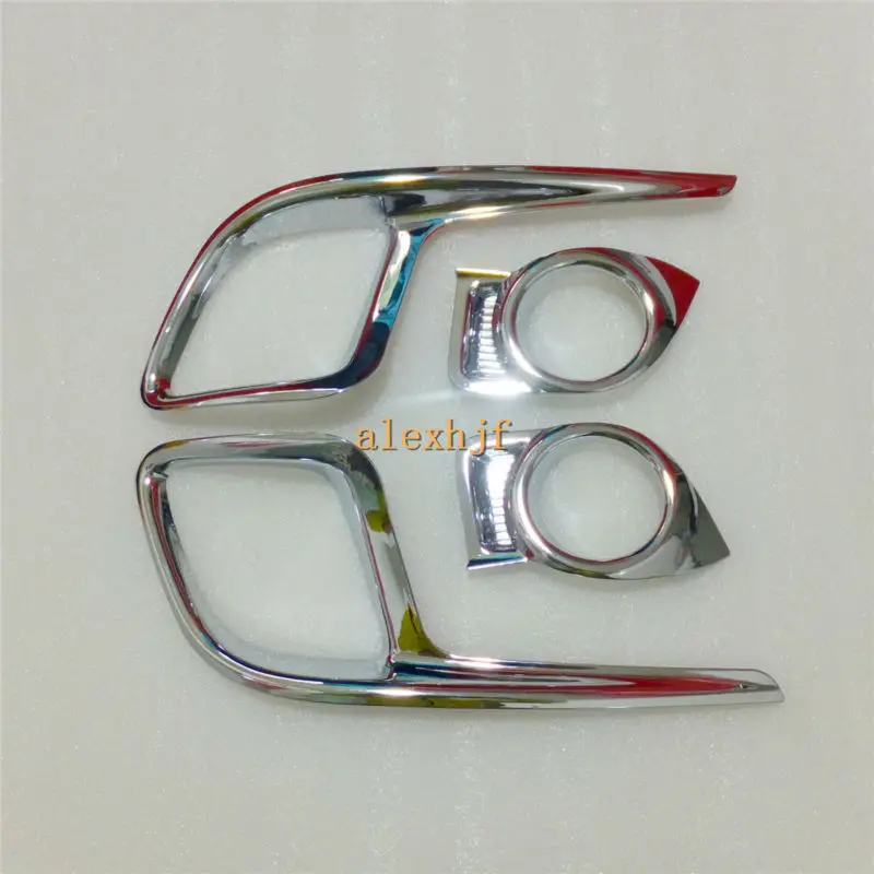 High Quality Front + Rear Fog Lamp Cover ABS Plating Frame Case For TOYOTA HIGHLANDER 2014-2018 4pcs/lot |
