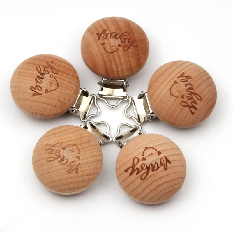 Зажимы для соски деревянные из бука 35 мм 2 шт. | Украшения и аксессуары