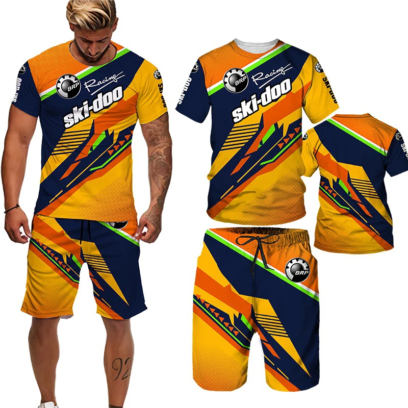 

2021 Men's 3D Print T-shirt Set Harajuku Short Sleeve Casual Sports Street Wear Trend Short Sleeve + Shorts