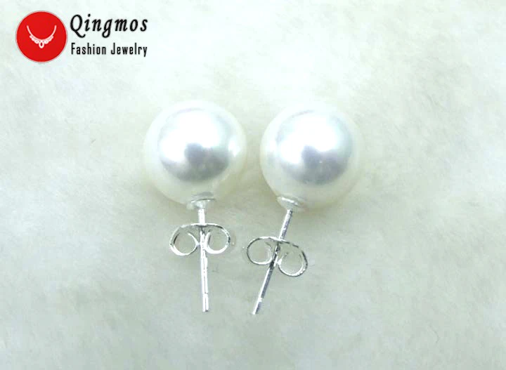 Женские серьги гвоздики с жемчугом 10 мм|earring genie|earring cardearring holder |