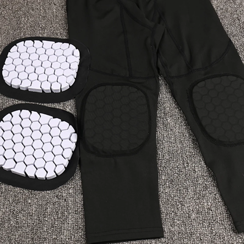 

Sport Anti-collision Shorts Kids Basketball Training Cropped Trousers with Knee pads Protector Gym Fitness Compression Trousers