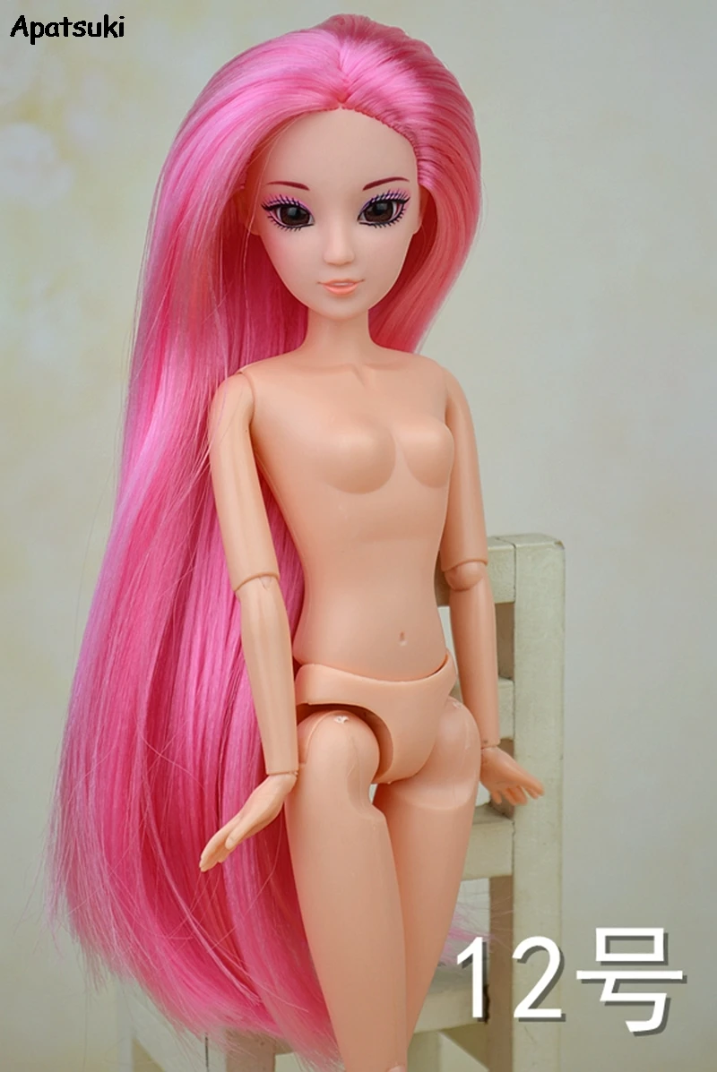 Голова куклы с розовыми волосами 11 5 дюйма + 12 Jointes голое тело для 1/6 кукол BJD 3D