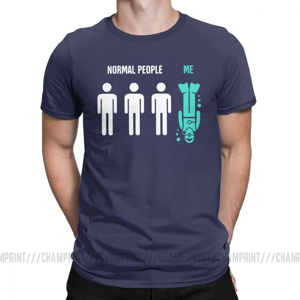 Мужские Забавные футболки для дайвинга с надписью Normal People Me, Спортивная футболка для дайвинга, дайвинга, подводного плавания, хлопковые топы, футболка с коротким рукавом - Цвет: Тёмно-синий