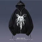 Толстовка мужская в стиле Харадзюку на молнии, уличная одежда, свитшот с графическим принтом в стиле ретро и панк, хлопковый Повседневный Свитшот оверсайз в стиле хип-хоп для пар