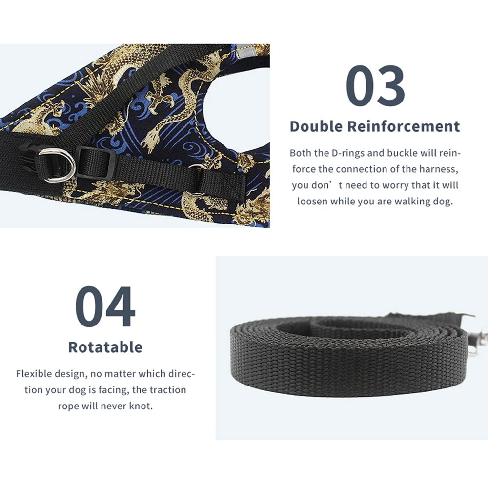 Нейлоновая кошка шлейка для собаки поводок светоотражающий регулируемый шлея