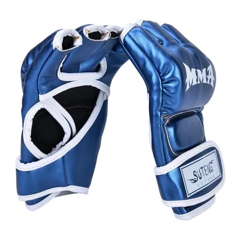 Утолщенные боксерские перчатки дышащие тренировочные на полпальца для пробивки