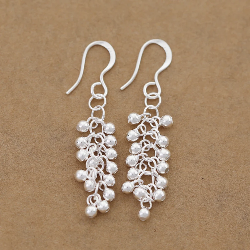 Pure Silver 925 Earrings For Women Little Beads Ball Dangler Earing Brincos Femme Wedding Bridal Jewelry Accesories Pendientes | Украшения