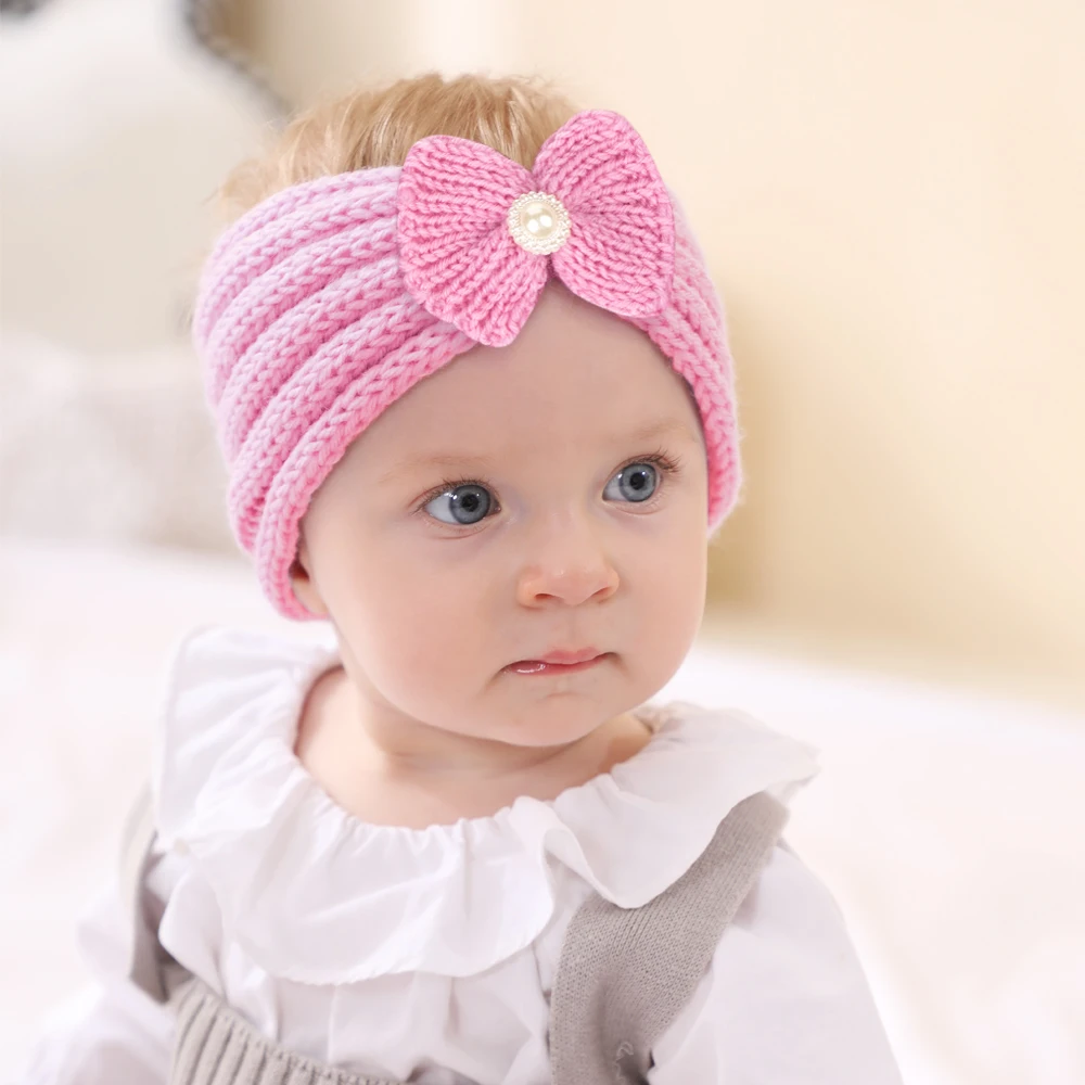 

Crochet Knitted Headband for Newborn Big hairBow for Kids Boy Girl Hairband Infant Elastic Hair Bands HeadWrap Hair Accessories