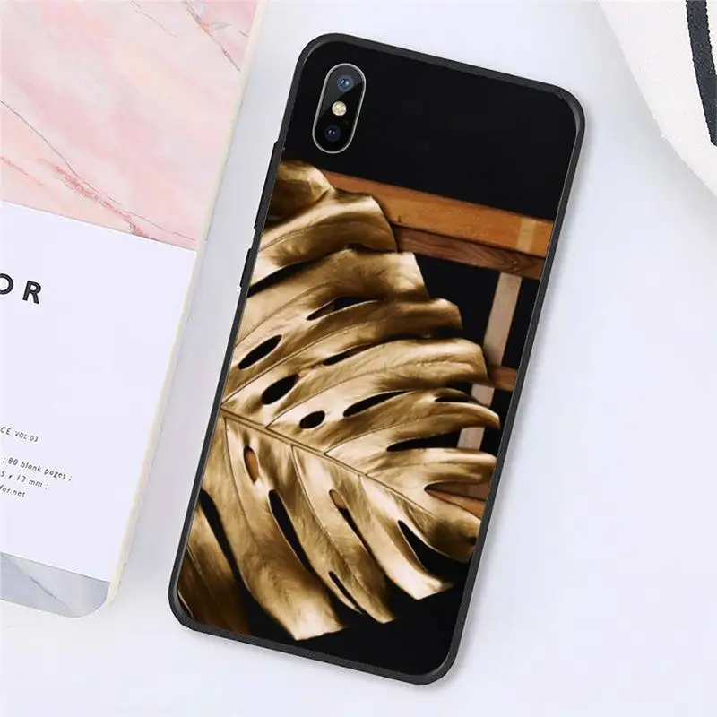 

Golden Cactus Banana Leaf Phone Case for iPhone 11 12 pro MINI XS MAX 8 7 6 6S Plus X 5S SE 2020 XR