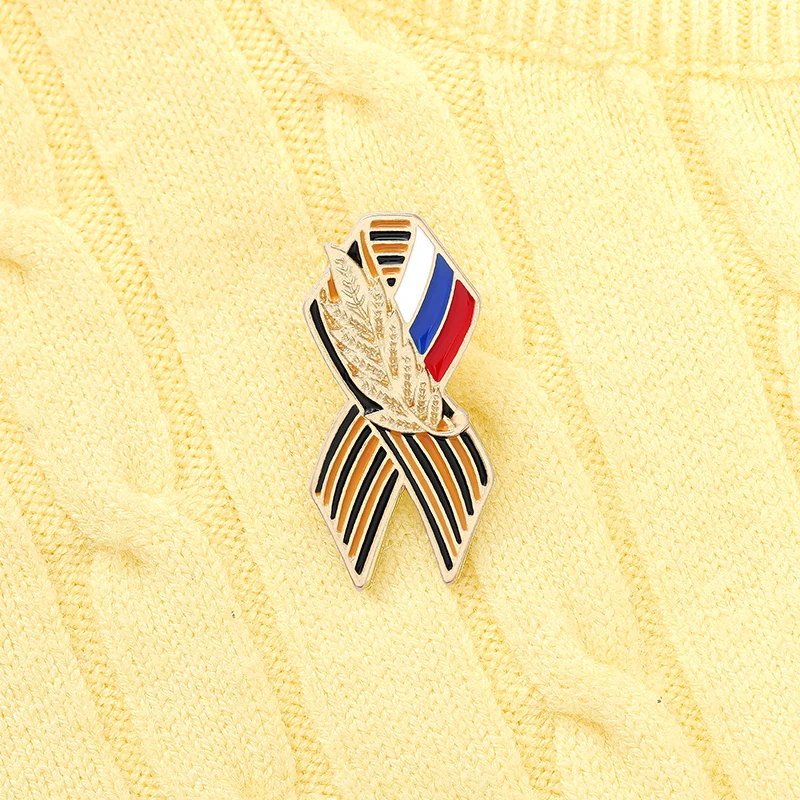St. George Ribbon Sign Badge with Russian Flag (75 Years of Victory) Enamel Pin Backpacks Brooches Jewelry Gift for Friends | Украшения и