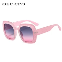 oec cpo trendy square sunglasses women 2021 new fashion oversized pink black sun glasses female gradient vintage shades eyewear