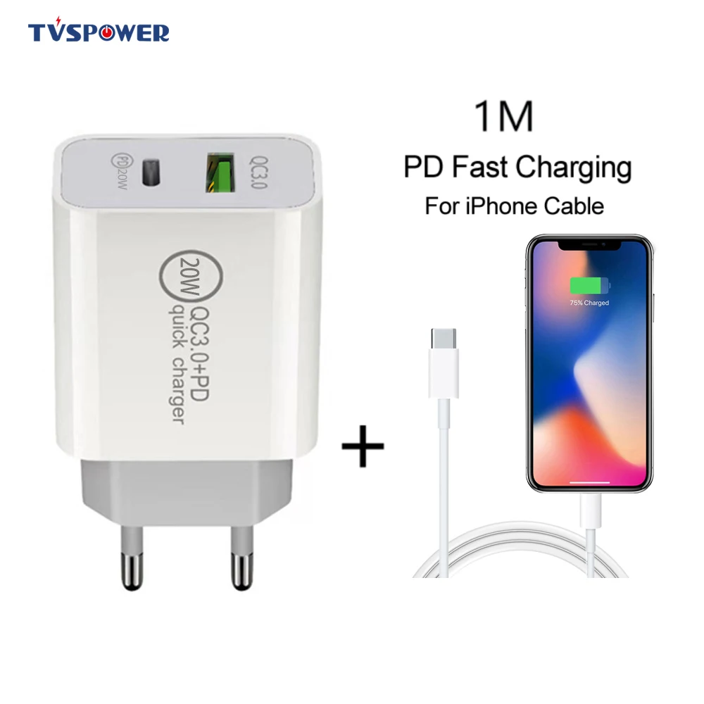 20 Вт USB C адаптер питания TYPE к 8pin кабель 9В/2A PD 18 солнечное зарядное устройство для