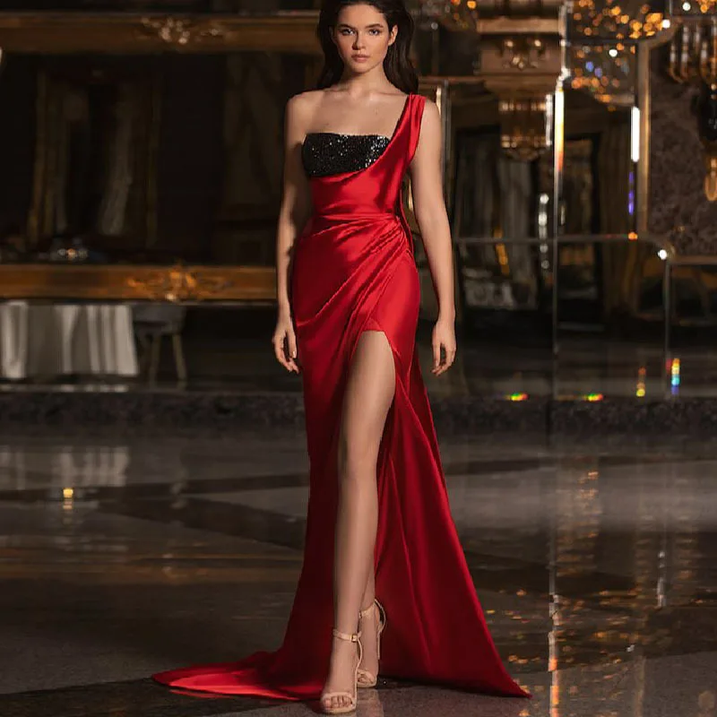 

WEPBEL Dress Women's Sexy Stitching Sequined Slim Dress Summer Solid Color Backless Spaghetti Strap Strapless Split Dress