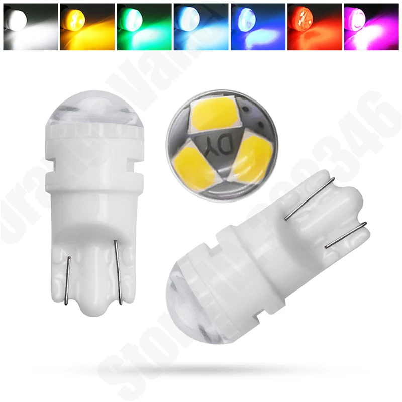 

100Pcs Car Light T10 LED Ceramic W5W 194 168 3 2835-SMD Dome License Map Lamp Parking Wedge lights Auto Bulb