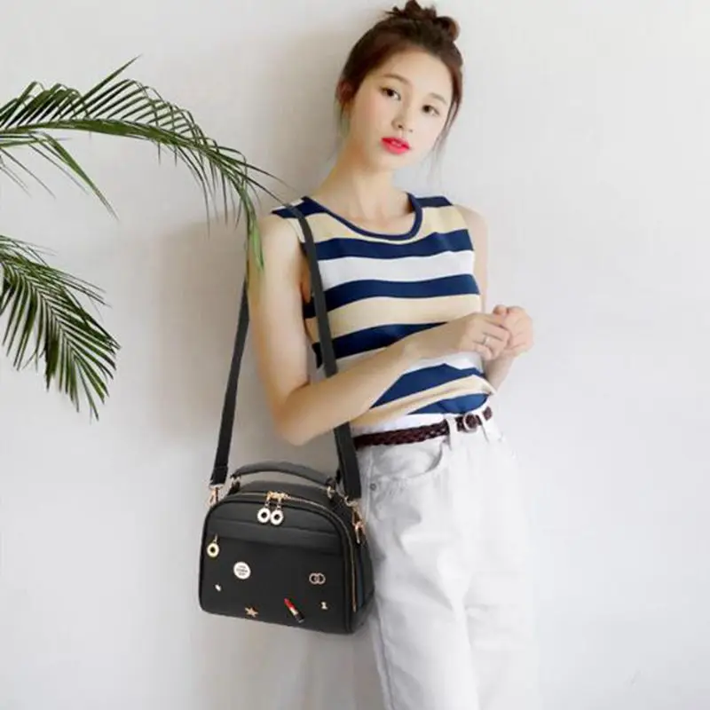

Women Bag Vintage Casual Tote Fashion Women Messenger Bags Top-Handle Shoulder Handbag Purse Wallet Leather 2020 New