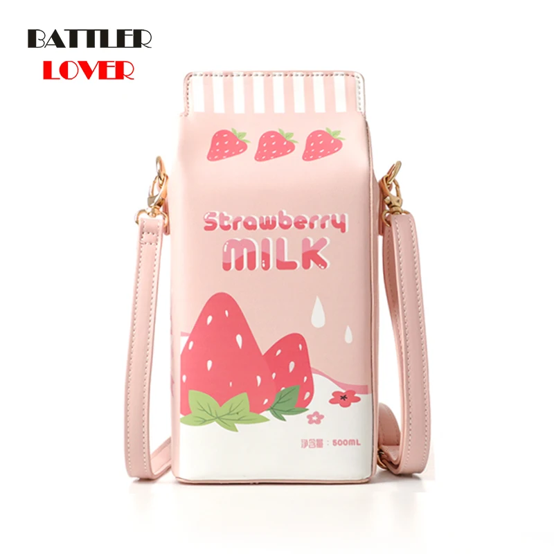 

Cute Drink Box Bag Women Shoulder Bags Lovely Milk Cartoon Printing Crossbody Bag Lady Designer Small Coin Phone Purses Female
