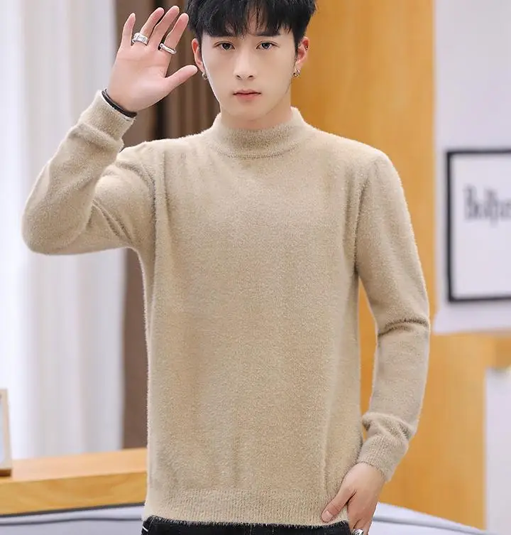 

2020 men in spring and autumn winter with New style fashion Long sleeve High collar Set head Sweater coat