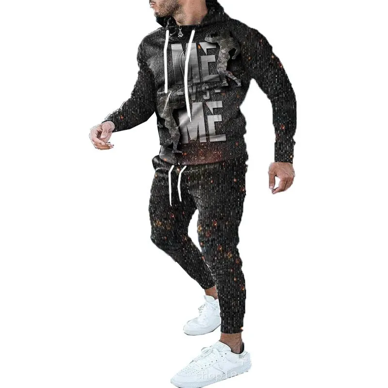 

Мужской костюм-свитер с 3D-принтом животных, с круглым вырезом, на весну и осень