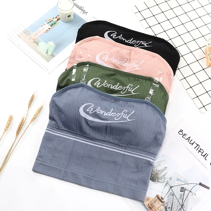 

New Sexy Large U Beautiful Back Wrapped Chest Vest Strapless Letter Tube Top Strapless Bra And Undershirt Invisible Sho