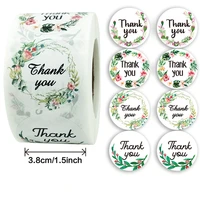 500pcsroll 1 5inch flower thank you stickers sealing label for gift card cute stickers scrapbooking decoration