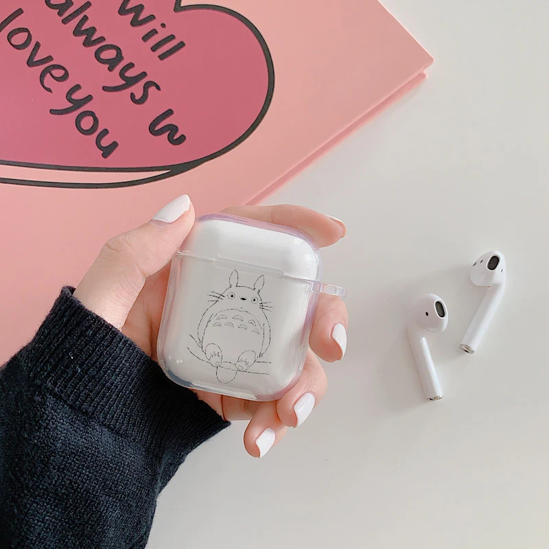 Чехол для Airpods 2 1 Miyazaki Totoro из японского мультфильма прозрачный мягкий силиконовый