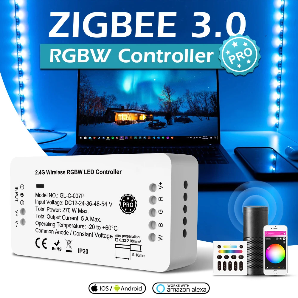 Светодиодный контроллер Zigbee для светодиодной ленты работающий с радиочастотным