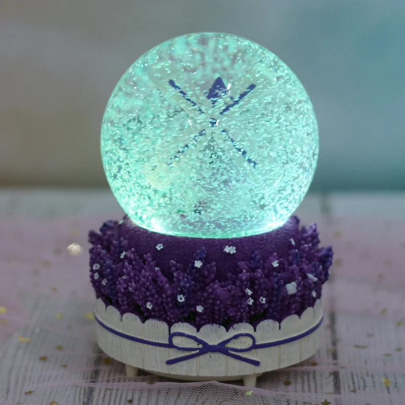 Creative Romantic Windmills Snow Globe Crystal Ball Rotating Music Box Christmas Decoration For Home Accssories | Дом и сад