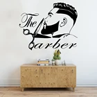 Парикмахерская Мужская прическа для бороды салон Настенная Наклейка на окно модная Парикмахерская вырезка волос Настенная Наклейка Виниловые Обои Съемные P366