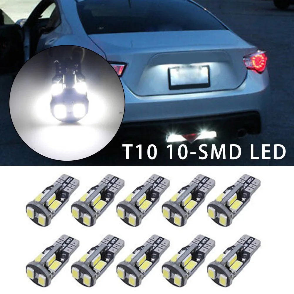 

10Pcs T10 10-SMD LED 168 194 5730 W5W Car License Plate Led Turn Parking Signal Lights Brake Tail Lamps Auto Rear Reverse Bulb