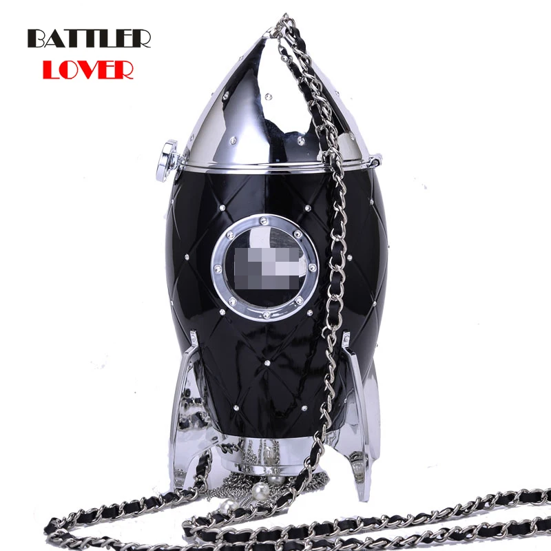 

Fashion Rocket Shape Handbags For Women Acrylic Evening Clutch Bag Tassel Chain Shoulder Crossbody Bag Lady Wedding Party Purse