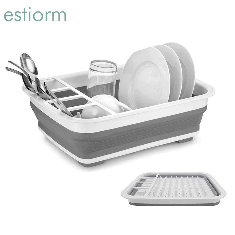 Складная пластиковая сушилка для посуды фруктов овощей сливная корзина мытья