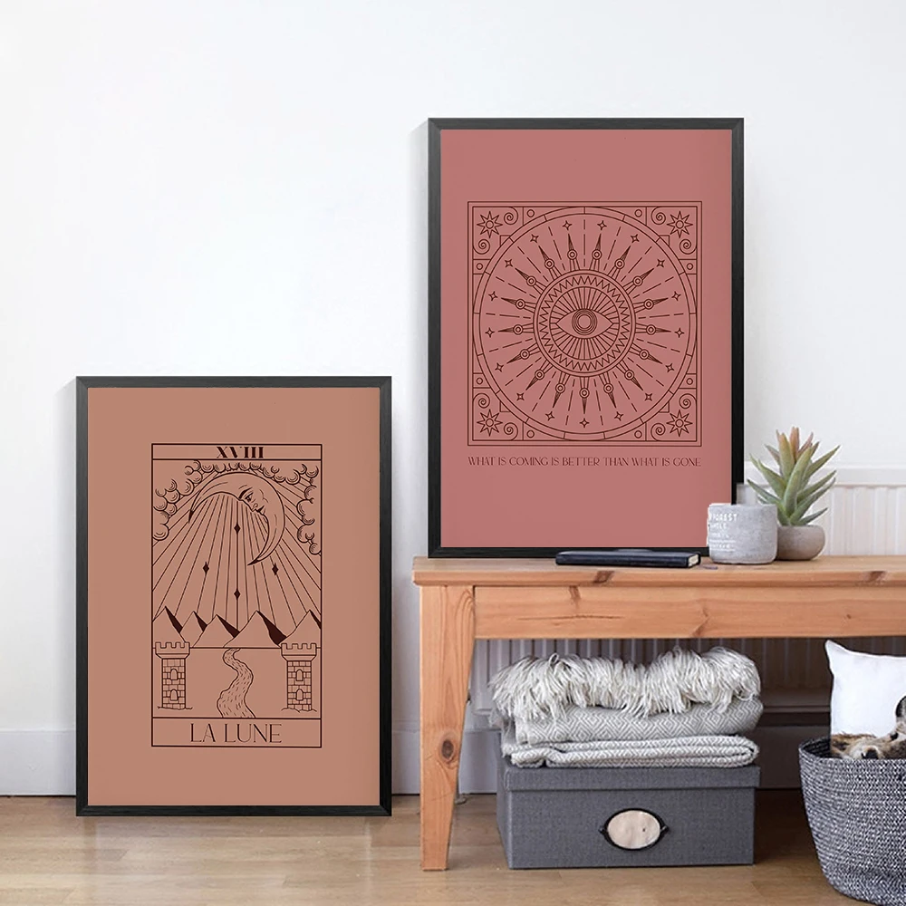 

Boho Poster Mid Century Poster Canvas Painting Tarot Card Art Print Abstract Modern Wall Picture For Living Room Home Decor