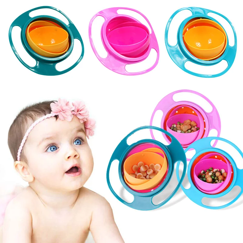 

Newborn Baby Feeding Dishes Toy Baby Gyro Bowl Universal 360 Rotate Spill-Proof Dishes Children's Baby Tableware