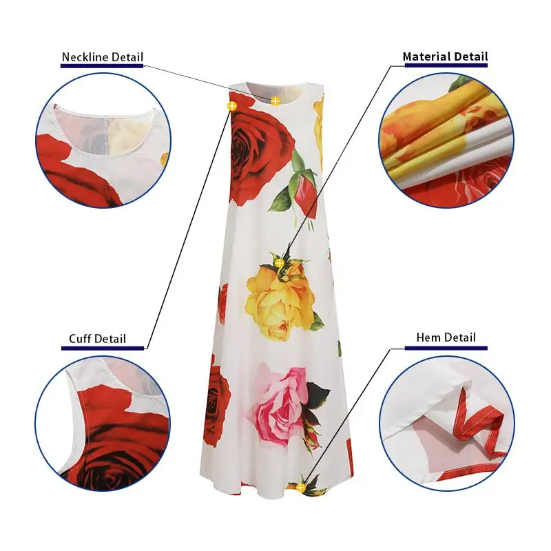 

Summer Dress 2021 VONDA Women Casual O Neck Sleeveless Tank Dresses Plus Size Vintage Printed Party Robe Bohemian Vestidos Femme