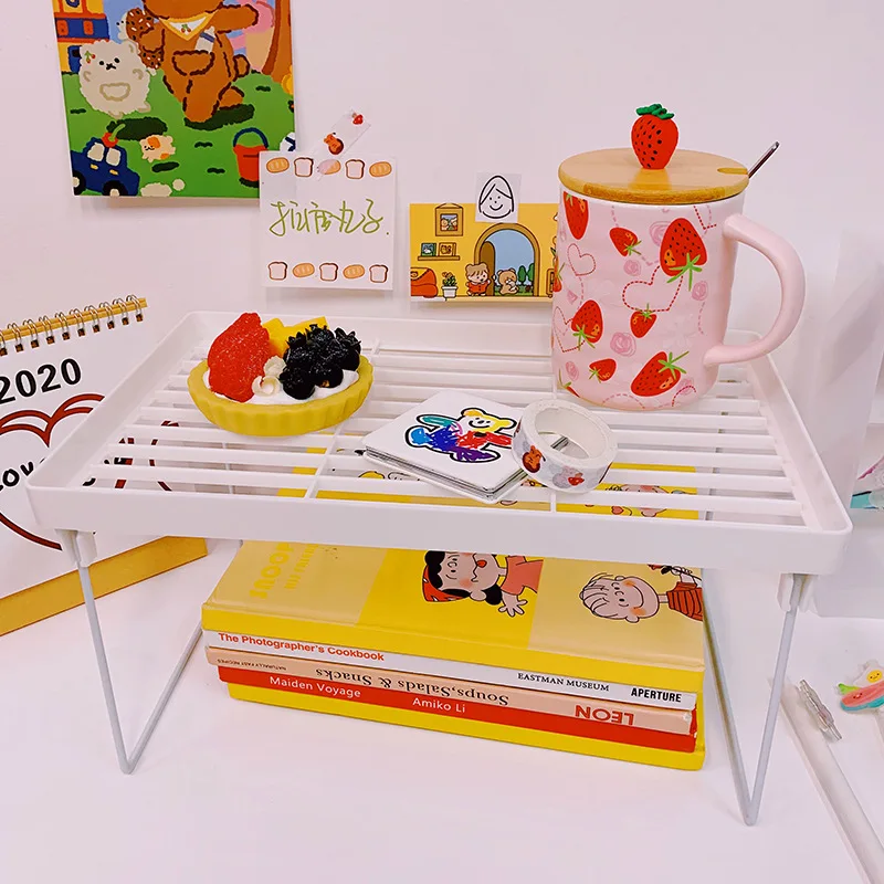 

W&G New Desktop Multifunction Film Storage Rack Folding Storage Rack Desktop Base Elevated Hand Account Stationery Sundries Rack