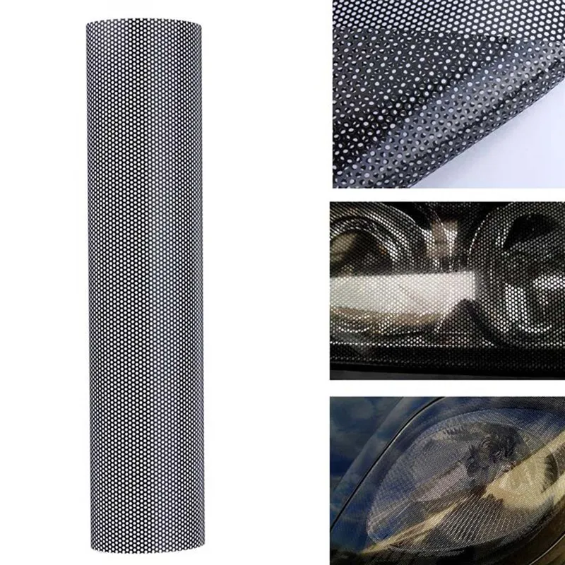 

50*106cm Car Auto Headlight Tinting Perforated Mesh Not Block Sight Front Head Lamp Protection Film Sticker